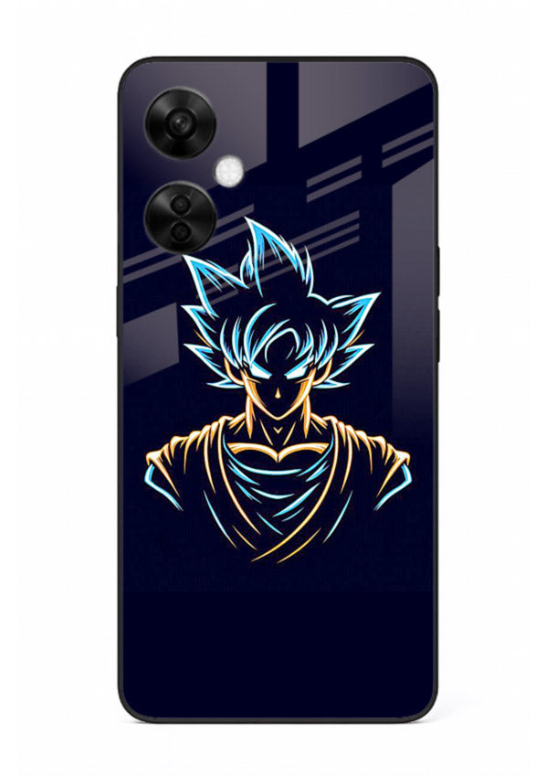 goku neon outline blue anime art OnePlus Nord CE3 Lite glass cover minimal glowing design case