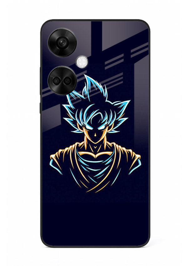 goku neon outline blue anime art OnePlus Nord CE3 glass cover minimal glowing design case