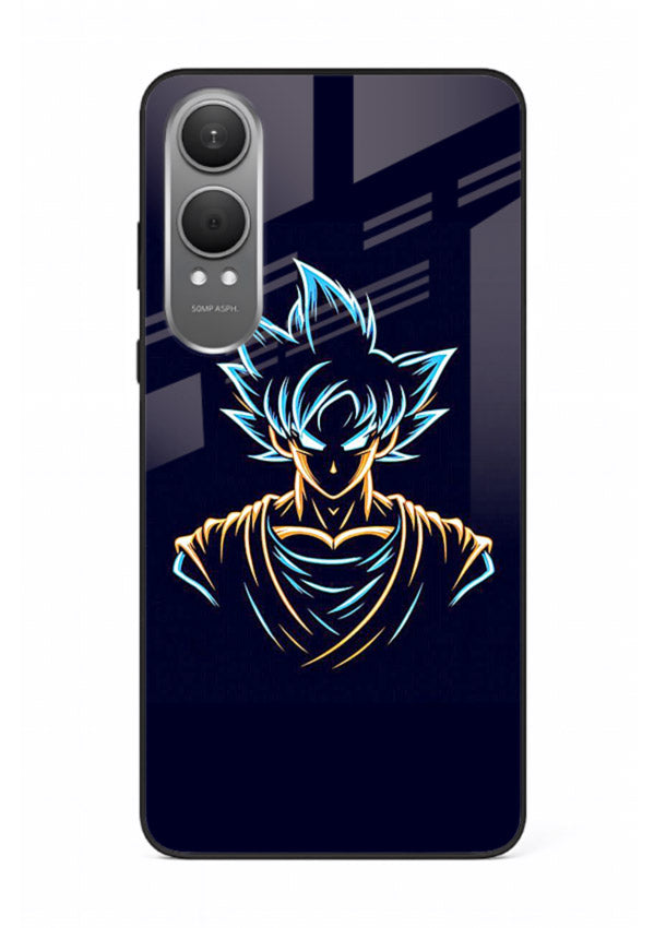 goku neon outline blue anime art OnePlus Nord CE4 Lite glass cover minimal glowing design case