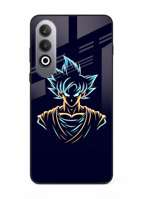 goku neon outline blue anime art OnePlus Nord CE4 glass cover minimal glowing design case