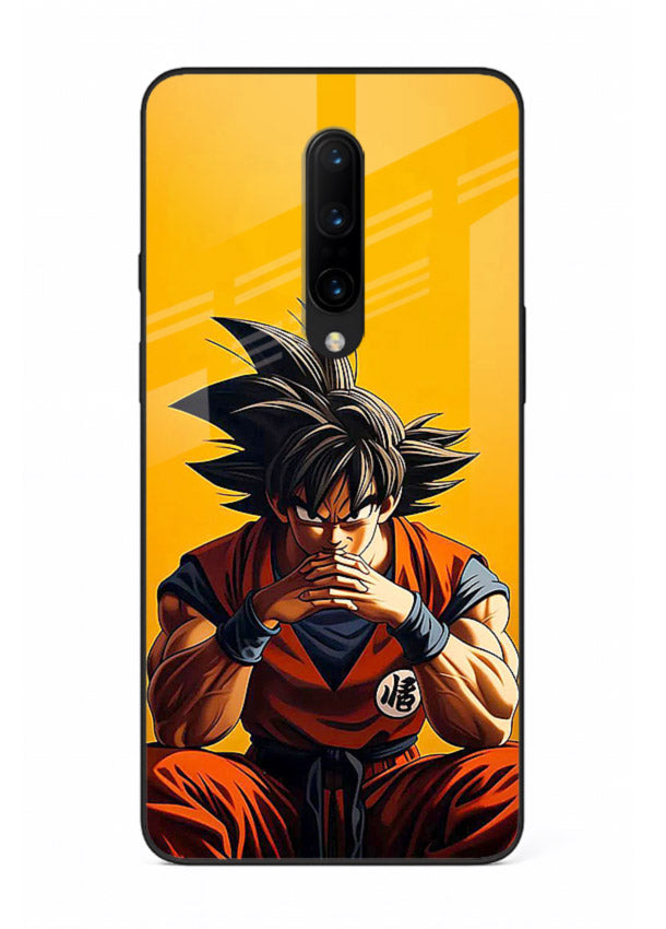 goku orange mood sitting anime art OnePlus 7 Pro glass cover calm warm scene case