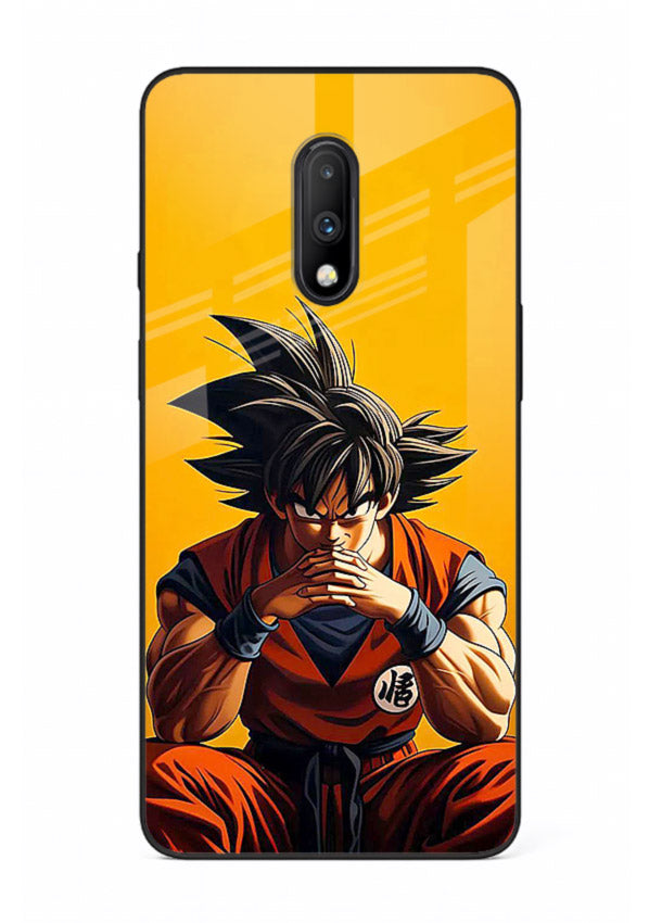 goku orange mood sitting anime art OnePlus 7 glass cover calm warm scene case