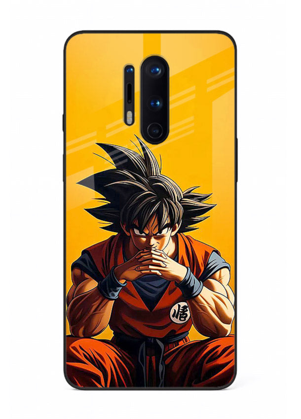 goku orange mood sitting anime art OnePlus 8 Pro glass cover calm warm scene case