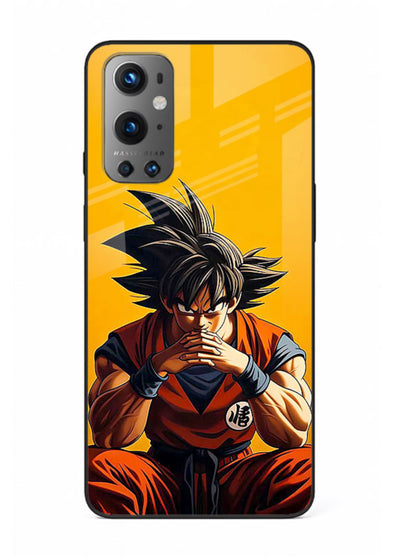 goku orange mood sitting anime art OnePlus 9 glass cover calm warm scene case