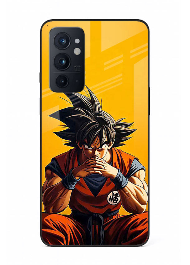 goku orange mood sitting anime art OnePlus 9RT glass cover calm warm scene case