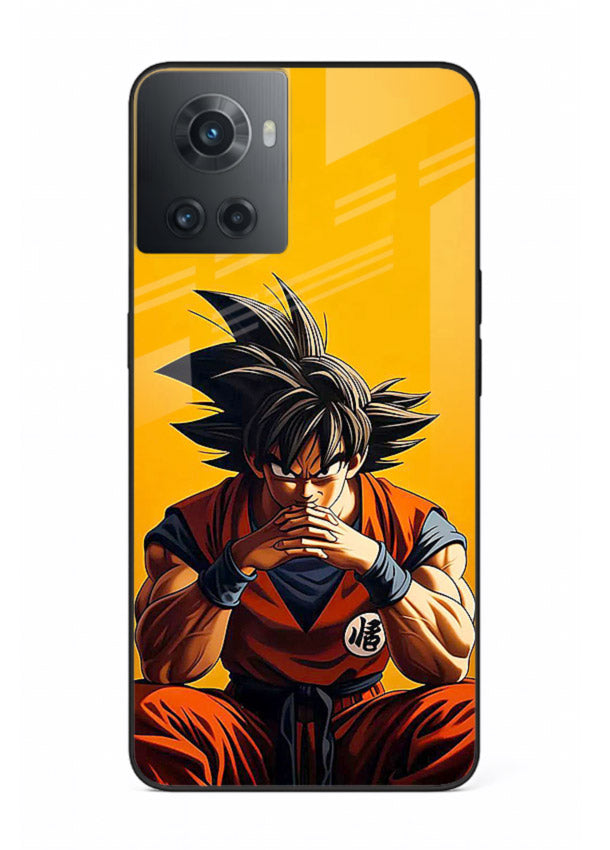 goku orange mood sitting anime art OnePlus 10R glass cover calm warm scene case
