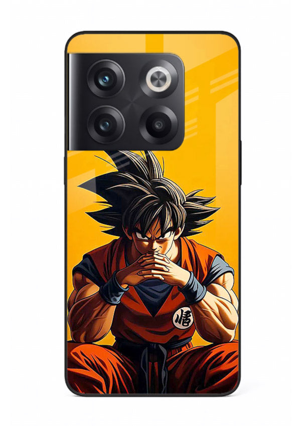 goku orange mood sitting anime art OnePlus 10T glass cover calm warm scene case