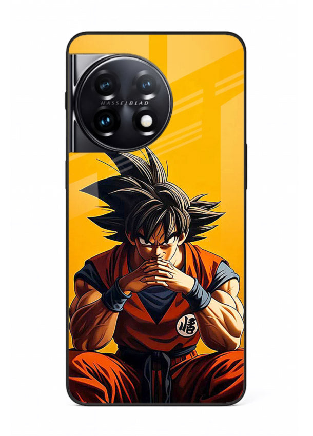 goku orange mood sitting anime art OnePlus 11R glass cover calm warm scene case