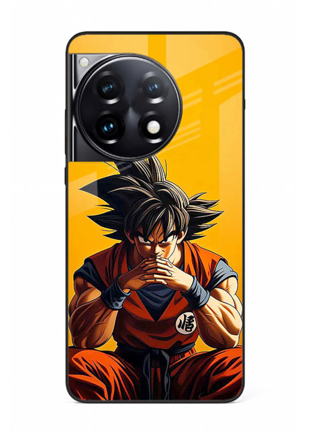 goku orange mood sitting anime art OnePlus 12R glass cover calm warm scene case