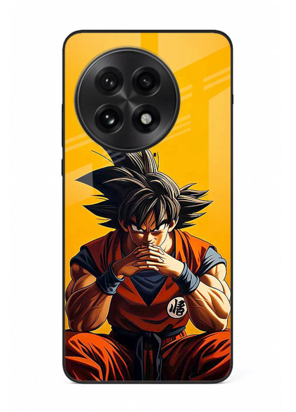 goku orange mood sitting anime art OnePlus 13 glass cover calm warm scene case