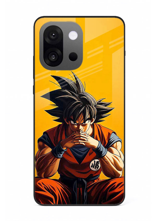 goku orange mood sitting anime art OnePlus 13s glass cover calm warm scene case