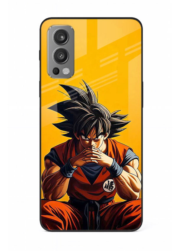 goku orange mood sitting anime art OnePlus Nord 2 glass cover calm warm scene case