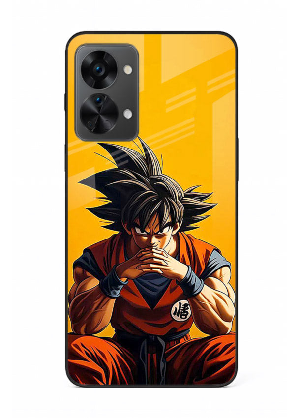 goku orange mood sitting anime art OnePlus Nord 2T glass cover calm warm scene case