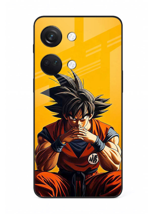 goku orange mood sitting anime art OnePlus Nord 3 glass cover calm warm scene case