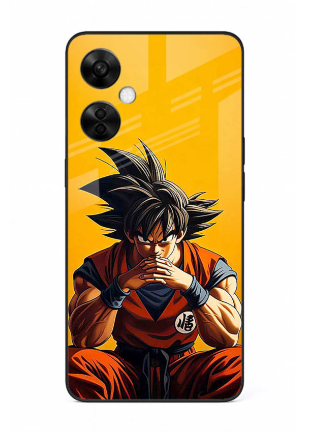 goku orange mood sitting anime art OnePlus Nord CE3 Lite glass cover calm warm scene case