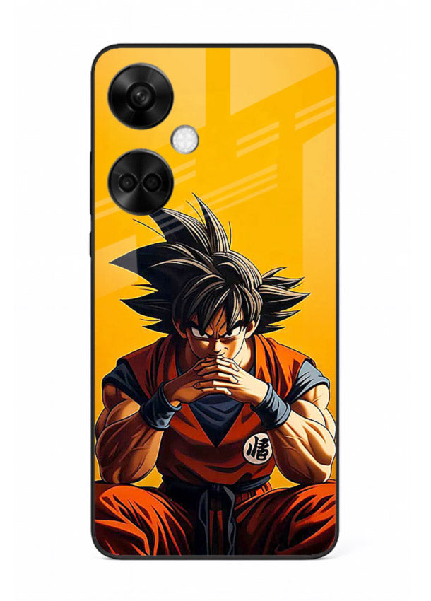 goku orange mood sitting anime art OnePlus Nord CE3 glass cover calm warm scene case