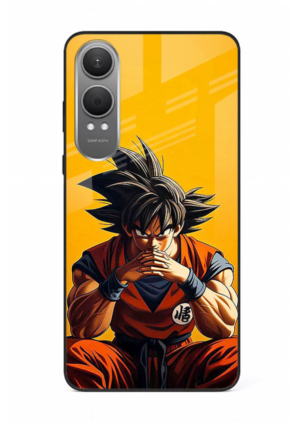 goku orange mood sitting anime art OnePlus Nord CE4 Lite glass cover calm warm scene case