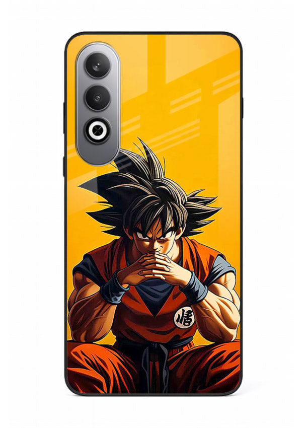 goku orange mood sitting anime art OnePlus Nord CE4 glass cover calm warm scene case