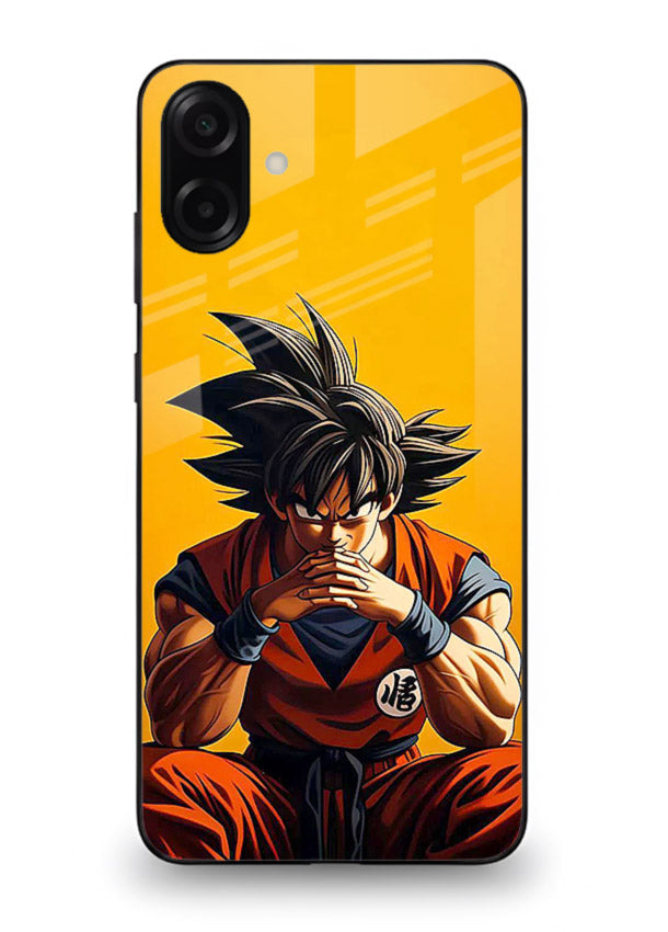 goku orange mood sitting anime art Samsung A06 5G glass cover calm warm scene case