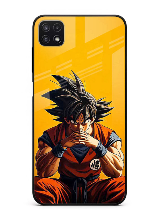 goku orange mood sitting anime art Samsung A22 5G glass cover calm warm scene case