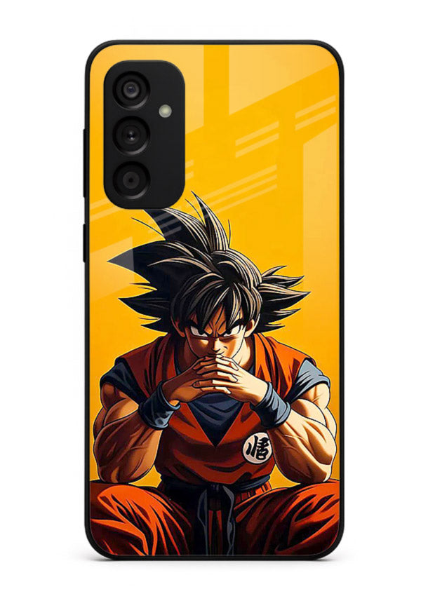 goku orange mood sitting anime art Samsung F54 5G glass cover calm warm scene case