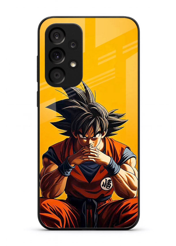 goku orange mood sitting anime art Samsung A73 5G glass cover calm warm scene case