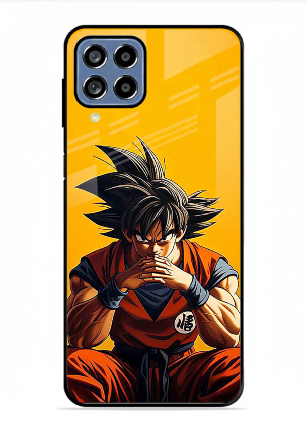 goku orange mood sitting anime art Samsung M53 5G glass cover calm warm scene case