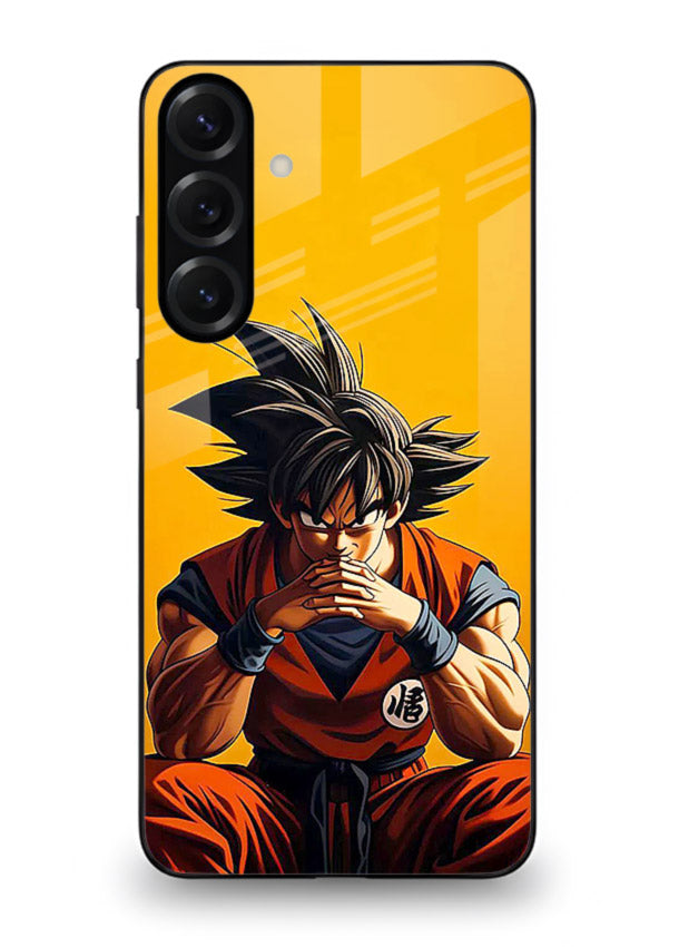 goku orange mood sitting anime art Samsung A25 5G glass cover calm warm scene case