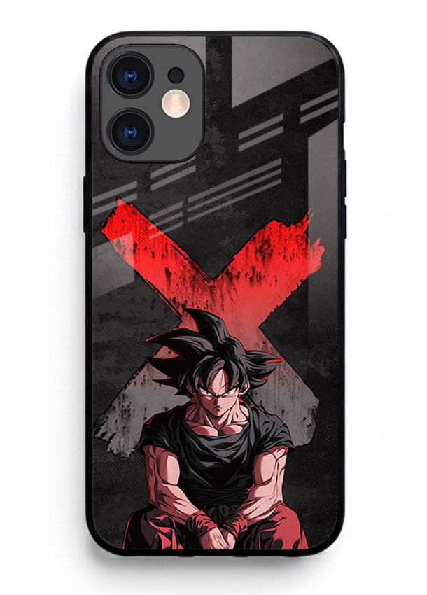 goku red x dark anime art iphone 12 mini glass cover rage form dramatic dbz case