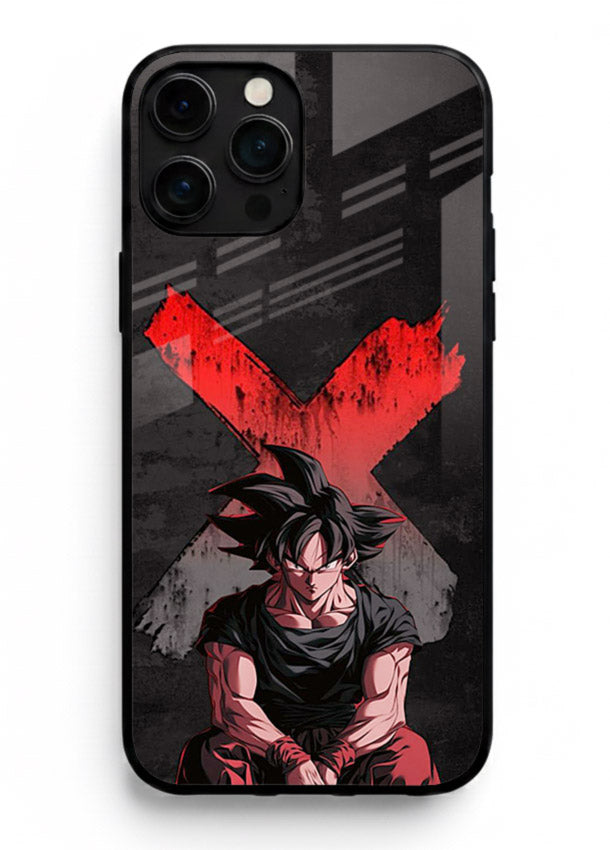 goku red x dark anime art iphone 12 pro max glass cover rage form dramatic dbz case
