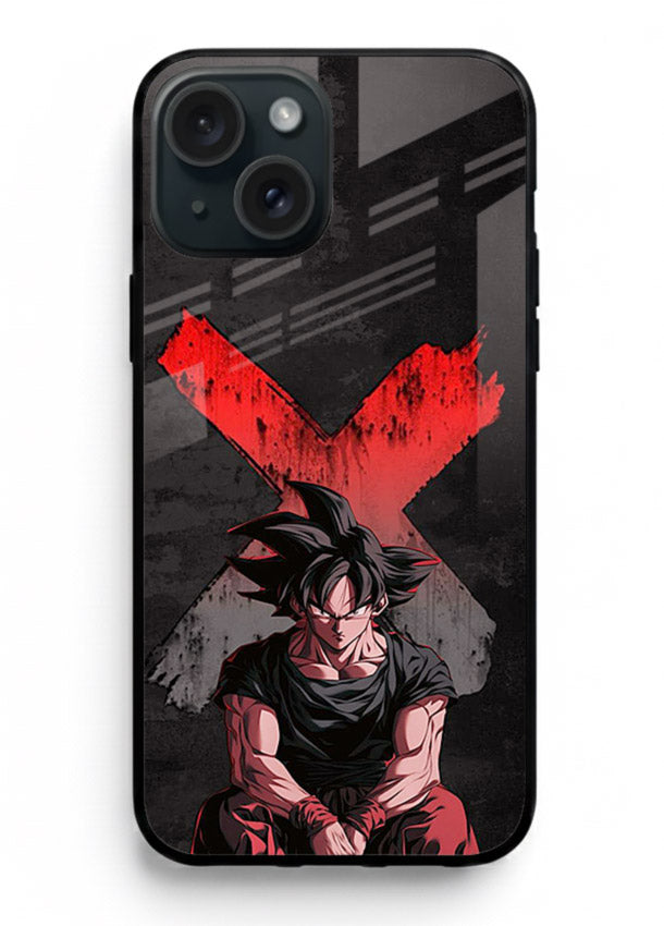 goku red x dark anime art iphone 15 glass cover rage form dramatic dbz case