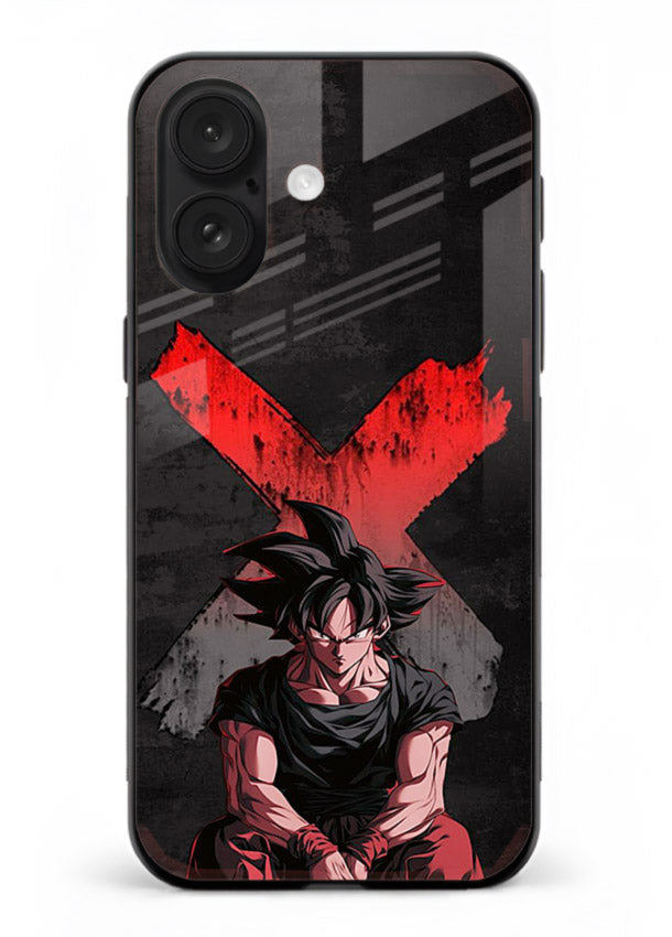 goku red x dark anime art iphone 17 glass cover rage form dramatic dbz case