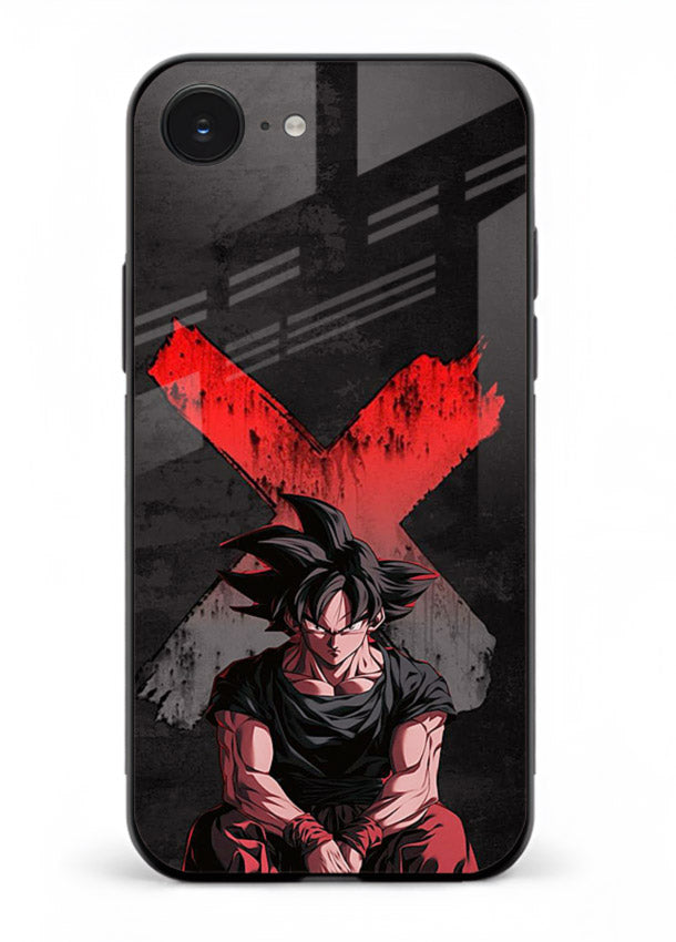 goku red x dark anime art iphone 16e glass cover rage form dramatic dbz case