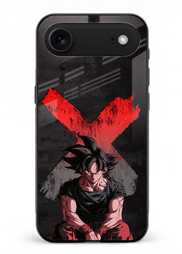 goku red x dark anime art iphone 17 air glass cover rage form dramatic dbz case