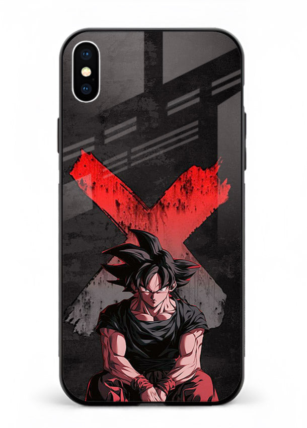 goku red x dark anime art iphone xs max glass cover rage form dramatic dbz case