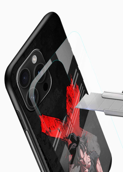 goku red x dark anime art glossy vibrant premium glass cover rage form dramatic dbz case - Angle Blade