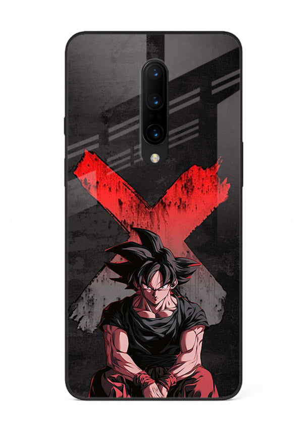 goku red x dark anime art OnePlus 7 Pro glass cover rage form dramatic dbz case