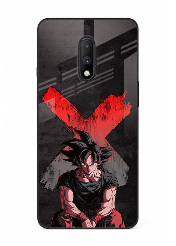 goku red x dark anime art OnePlus 7 glass cover rage form dramatic dbz case