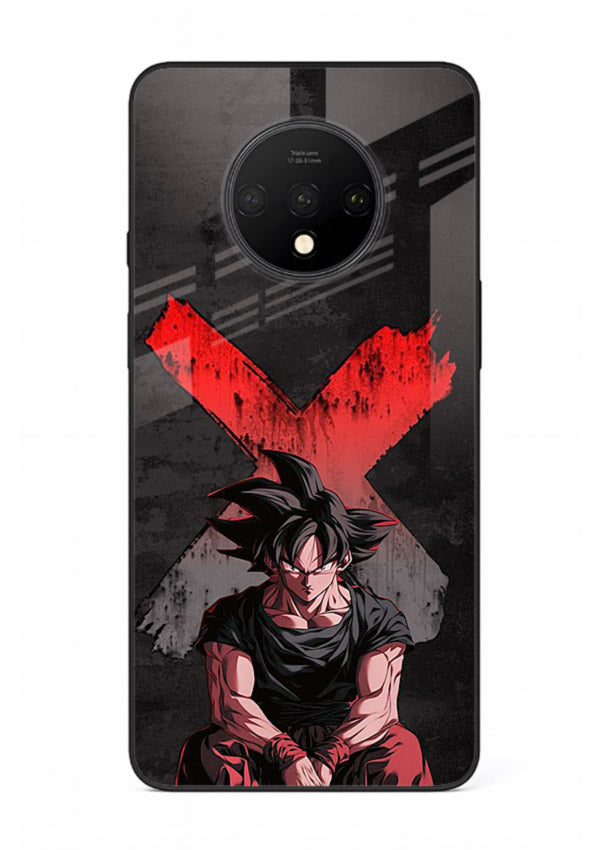 goku red x dark anime art OnePlus 7T glass cover rage form dramatic dbz case