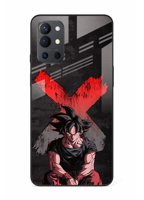 goku red x dark anime art OnePlus 9R glass cover rage form dramatic dbz case