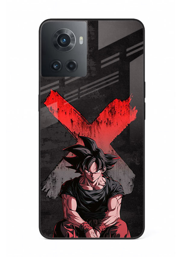 goku red x dark anime art OnePlus 10R glass cover rage form dramatic dbz case