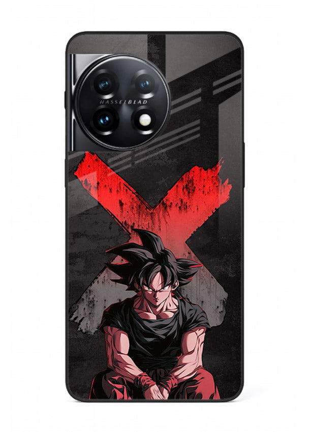 goku red x dark anime art OnePlus 11 glass cover rage form dramatic dbz case