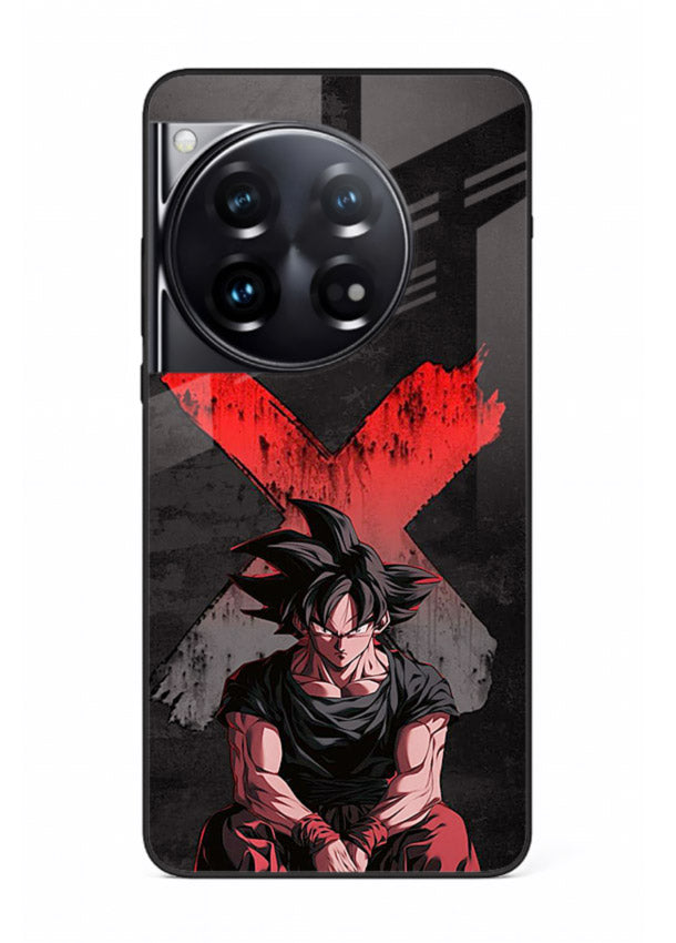 goku red x dark anime art OnePlus 12 glass cover rage form dramatic dbz case