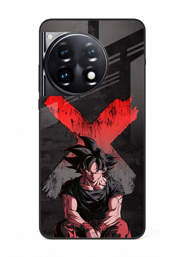 goku red x dark anime art OnePlus 12R glass cover rage form dramatic dbz case