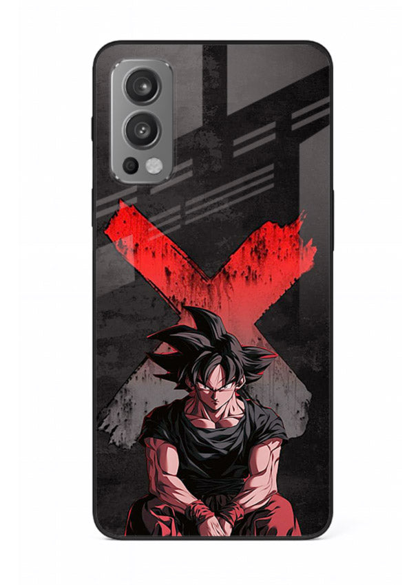 goku red x dark anime art OnePlus Nord 2 glass cover rage form dramatic dbz case