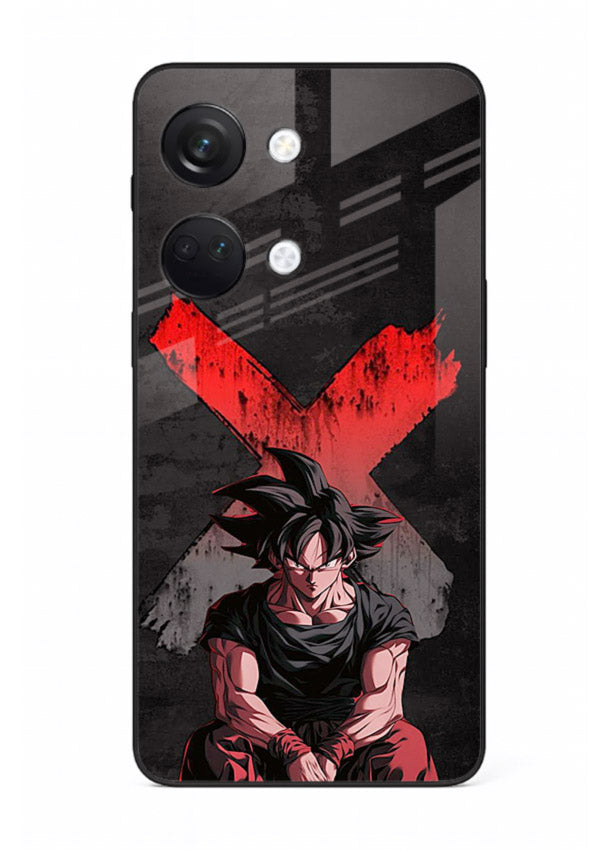 goku red x dark anime art OnePlus Nord 3 glass cover rage form dramatic dbz case