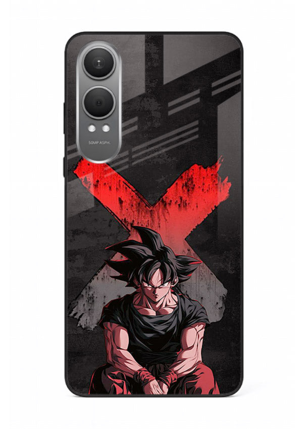 goku red x dark anime art OnePlus Nord CE4 Lite glass cover rage form dramatic dbz case