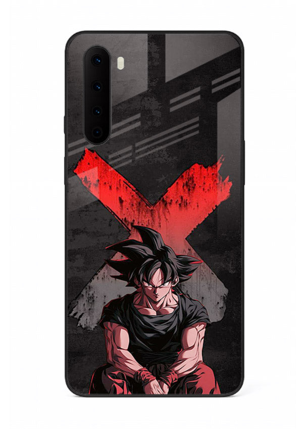goku red x dark anime art OnePlus Nord glass cover rage form dramatic dbz case