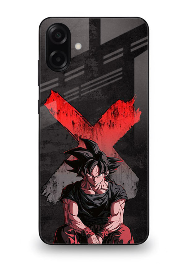 goku red x dark anime art Samsung A07 4G glass cover rage form dramatic dbz case