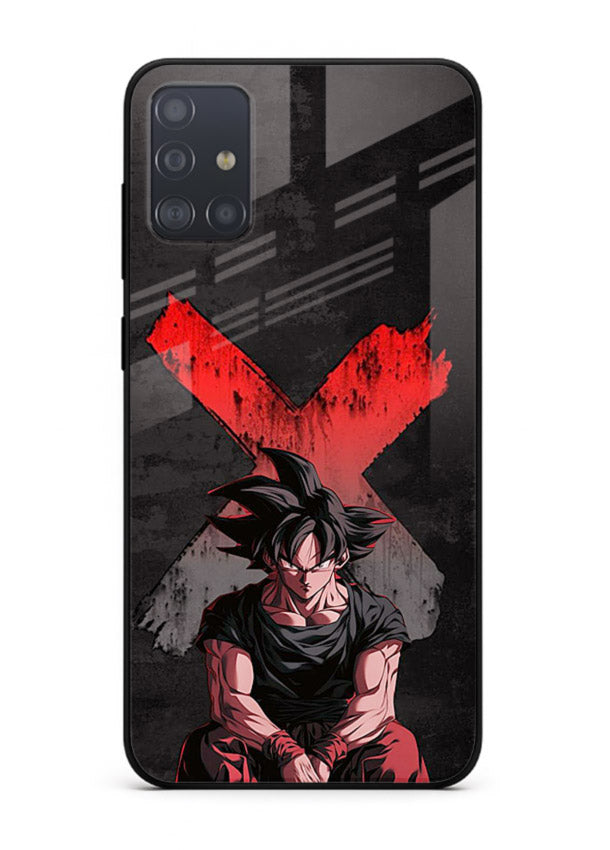 goku red x dark anime art Samsung A71 glass cover rage form dramatic dbz case